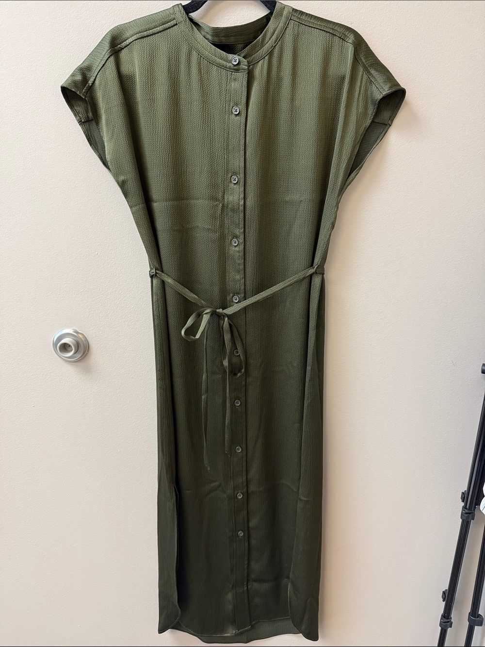 NWT Banana Republic Olive Green Button-Front Dress w/ tie
